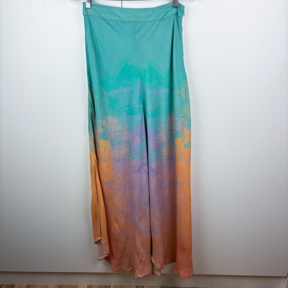 Anthropologie Bl-nk London Amalia Tie Dye Bias Cut Maxi Skirt Small Blue Orange - Picture 2 of 8